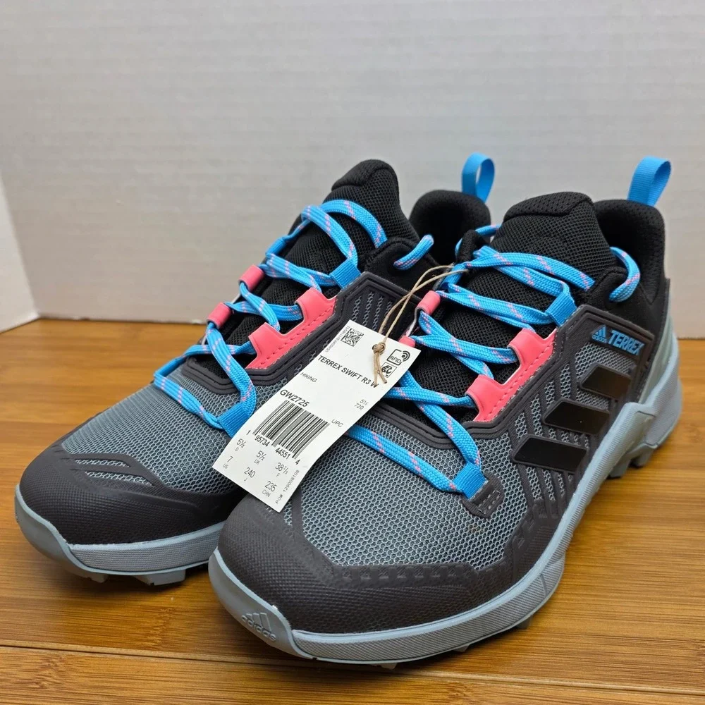 Adidas Terrex Swift R3 Hiking Shoes Grey Black Blue Pink GW2725 Womens 7